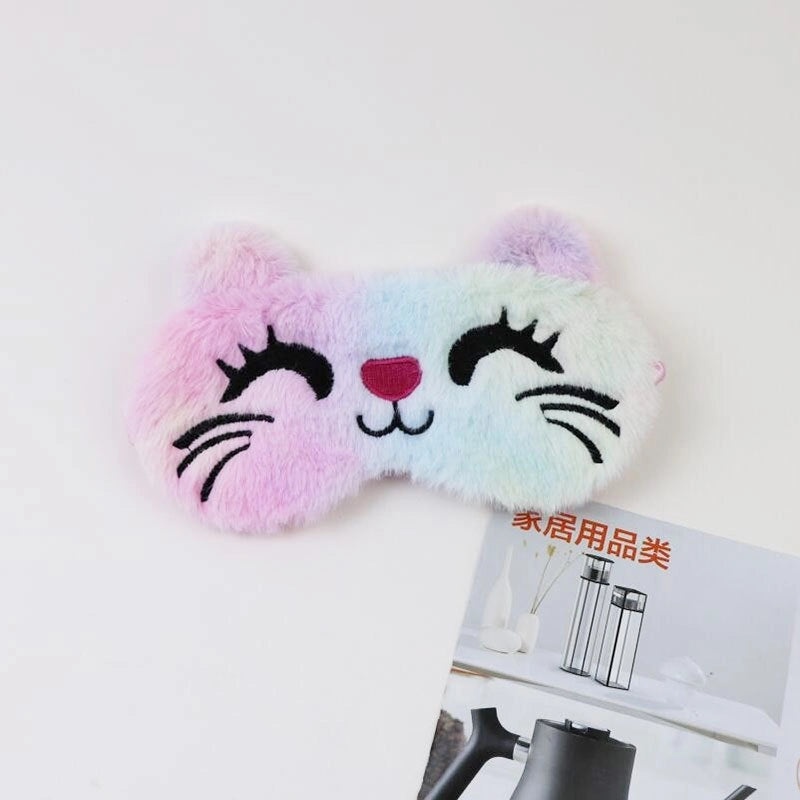 Adorable Cartoon Cotton Plush Satin Sleep Mask | Sleep Accessories