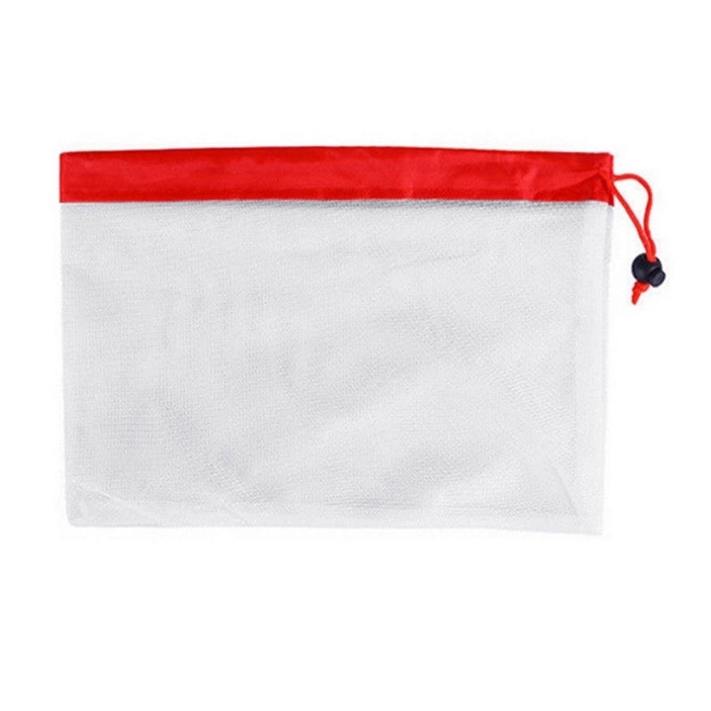 Reusable Patchwork Polyester Mesh Produce Bag with Drawstring | Grocery Storage & Shopping Bags