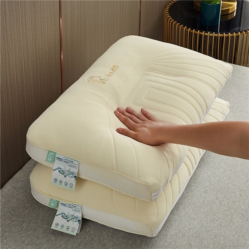 Ice Silk Embroidered Neck Pillow for Better Sleep | Home & Bedding Essentials