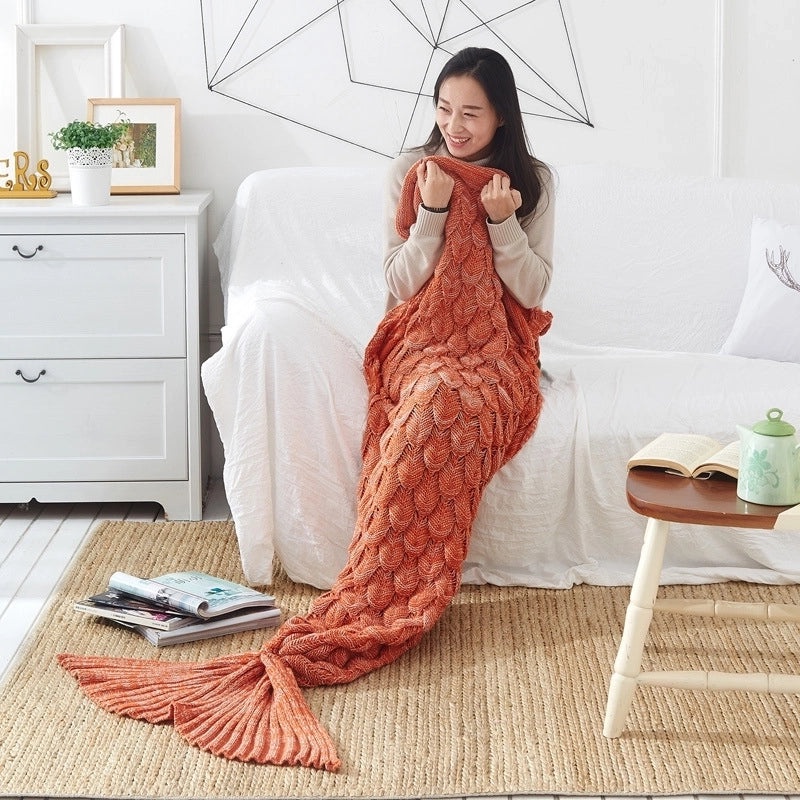 Solid Color Mermaid Acrylic Throw Blanket|Home & Living > Bedding > Throws & Blankets