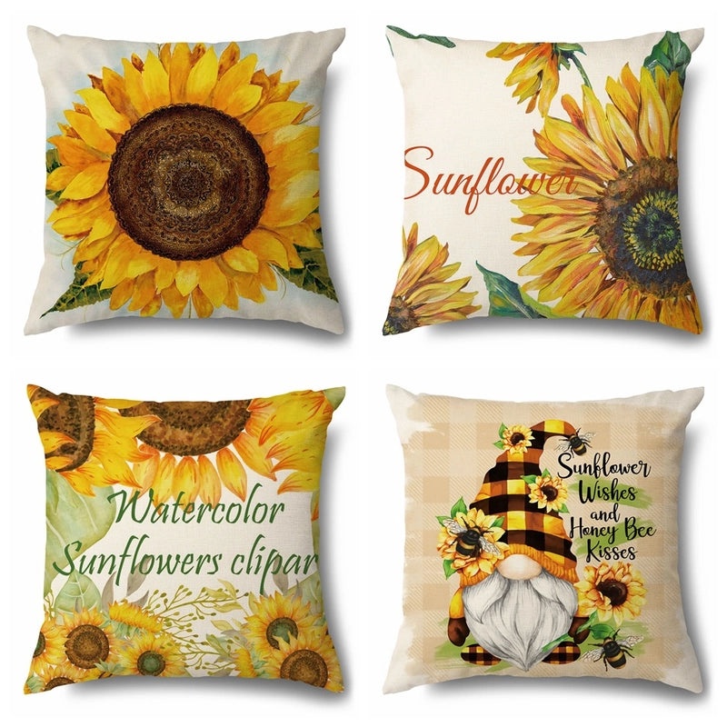 Rustic Sunflower Linen Pillow Covers|Home Decor Pillows