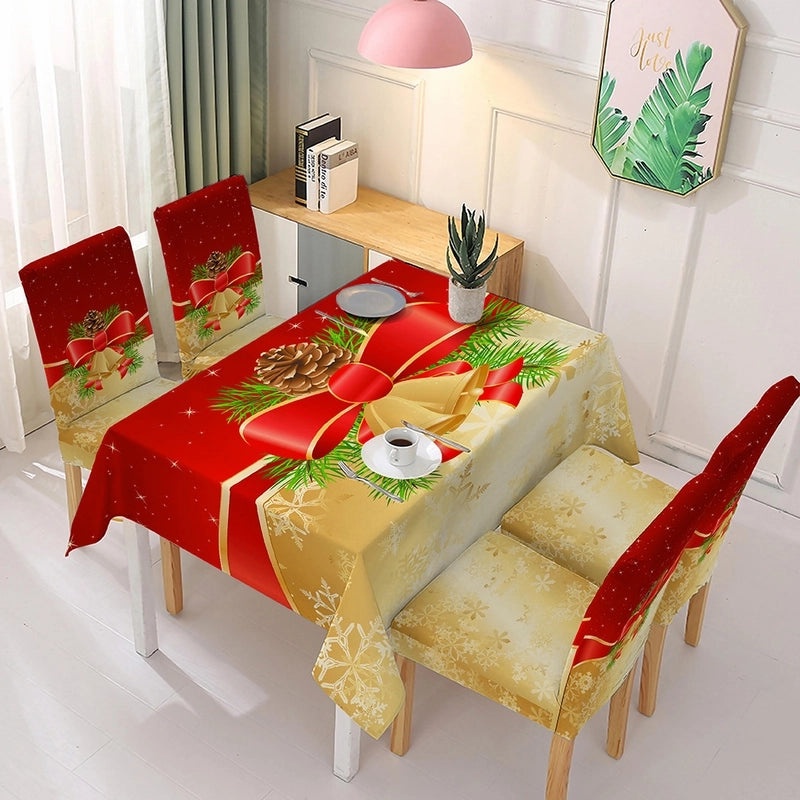 Festive Christmas Snowman Cartoon Blended Fabric Tablecloth and Chair Covers|Home Decor & Party Supplies