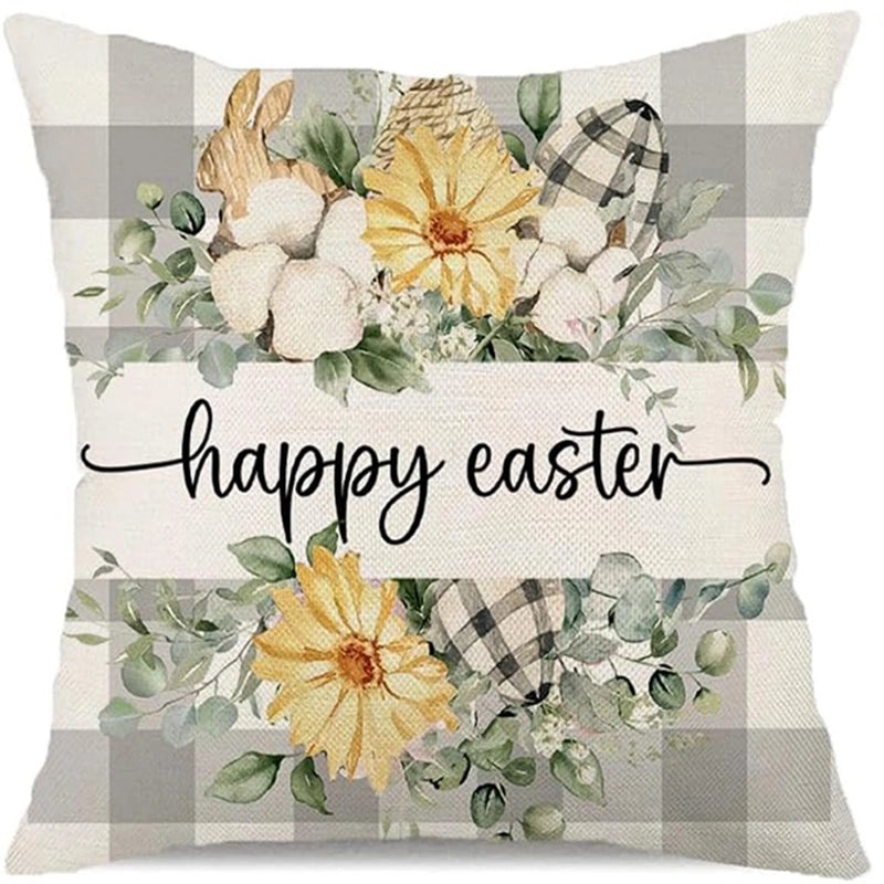 Cute Easter Rabbit Linen Pillow Covers for Couch Sofa Decor | Home Decor Bedding & Pillows