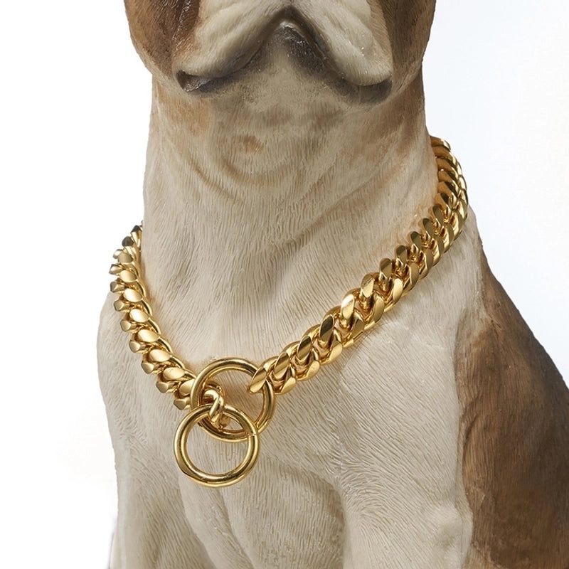 10mm Small Medium Pet Dog Chain Stainless Steel Titanium Gold Cuban Collar Necklace Cat Chain|Pet Accessories