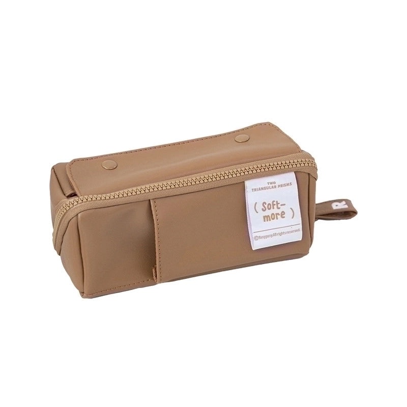 Korean Style Solid Color PU Leather Letter Pencil Case for Students|Stationery & Office Supplies