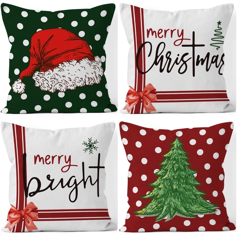 Festive Christmas Stripe Snowflake Pillow Covers | Home Decor & Living Room Accessories
