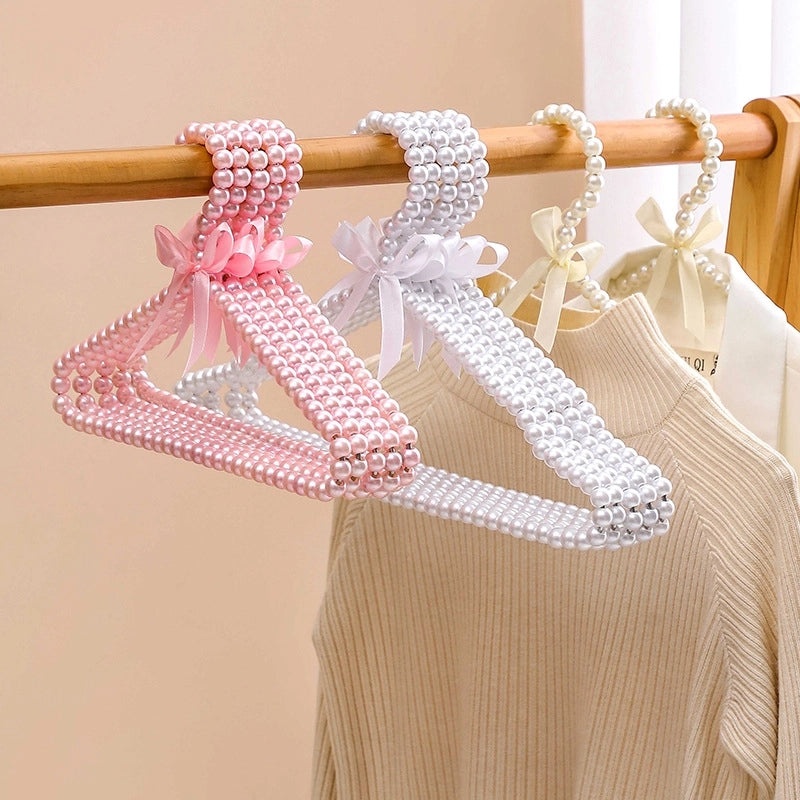 European Pearl Bowknot Children's Clothes Hanger with Pearl Pants Clips|Home & Living > Storage & Organization > Clothes Hangers