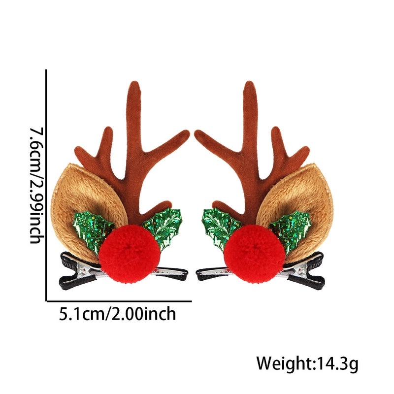 Festive Cartoon Reindeer Antler Hairpin Plastic Christmas Party Accessory|Holiday Party Accessories