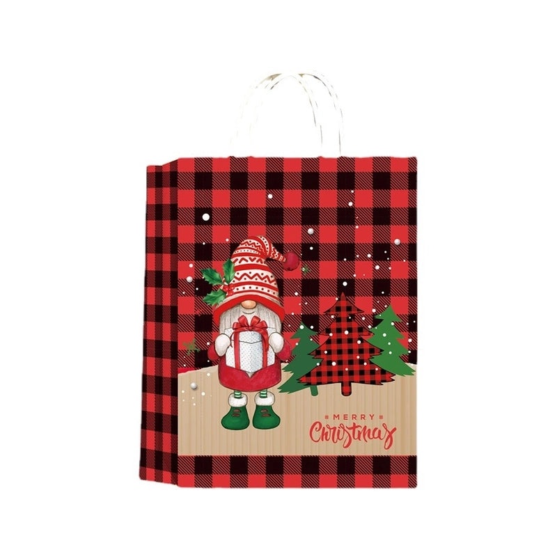 Vintage Santa Claus Christmas Tree Kraft Paper Gift Bags | Holiday Gift Wrapping Supplies