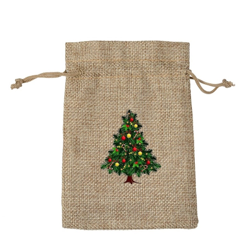 Christmas Linen Christmas Socks Gift Bags Santa Claus Candy Party Favor Bags|Holiday Gift Bags