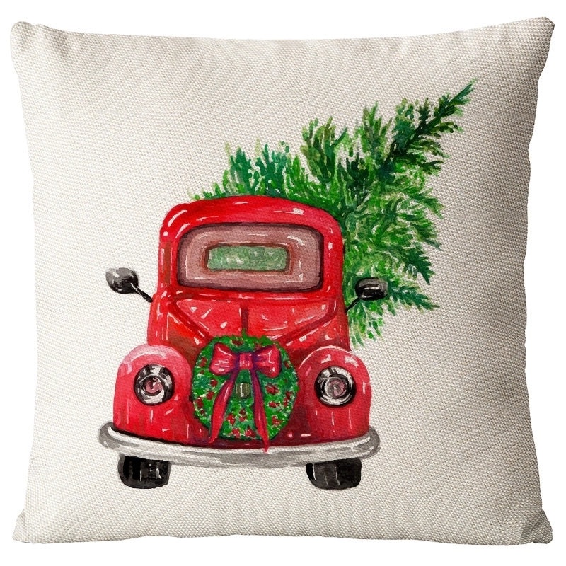 Festive Santa Snowman Linen Pillow Covers for Couch Sofa Holiday Home Decor | Home Decor & Pillows