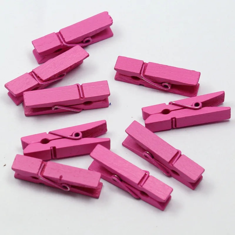 400 PCS Colorful Mini Wooden Clips 3.5x0.7cm with Hemp Rope Decorative Photo Clothes Pin|Home Decor Accessories