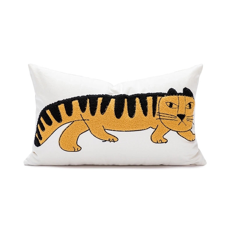 Vintage Abstract Tiger Art Cotton Plush Pillow Cover|Home Decor Pillows