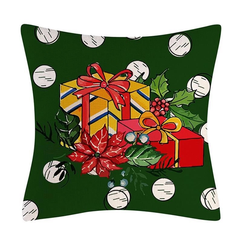 Christmas Tree Decorative Linen Pillow Covers with Festive Socks Letter Print|Home Decor Pillows