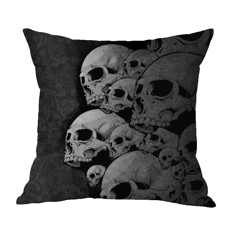 Halloween Punk Skull Linen Pillow Covers for Couch Sofa Decorative Throw Pillowcases|Home Decor & Pillows