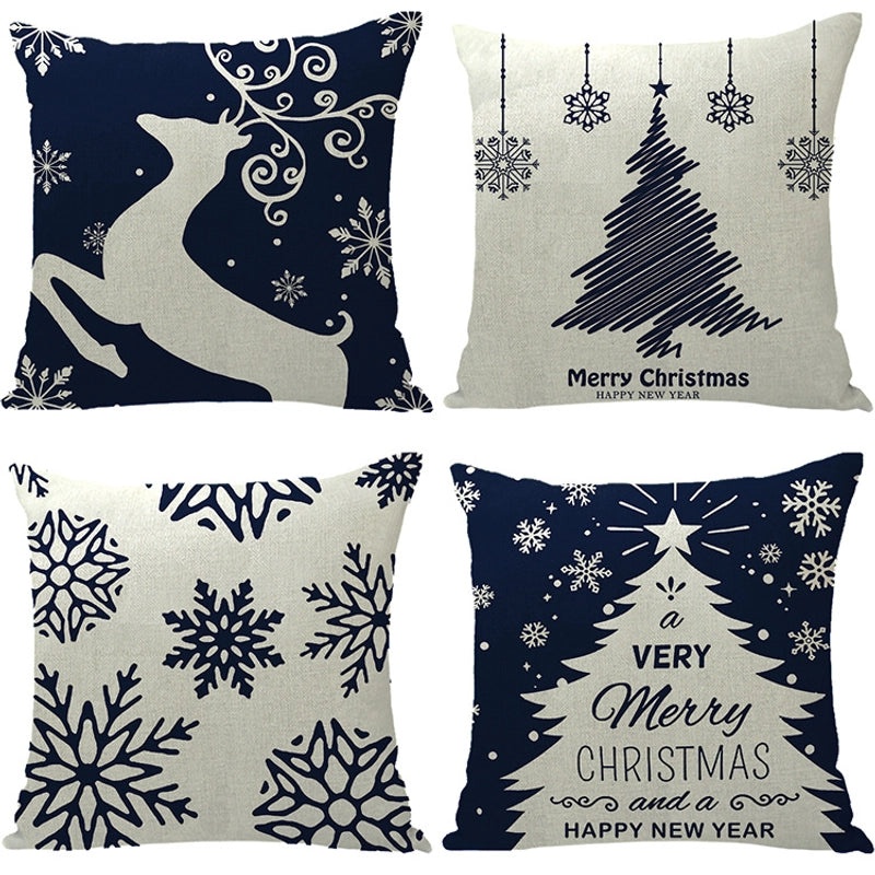 Winter Snowflake and Elk Linen Pillow Covers|Home Decor Pillows