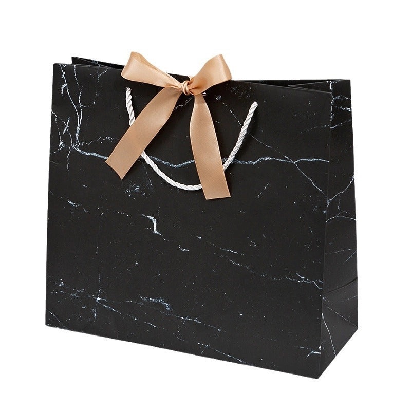 Black Marble Printed Tote Bag with Logo for Shopping, Gift, and Packaging | Accessories & Bags