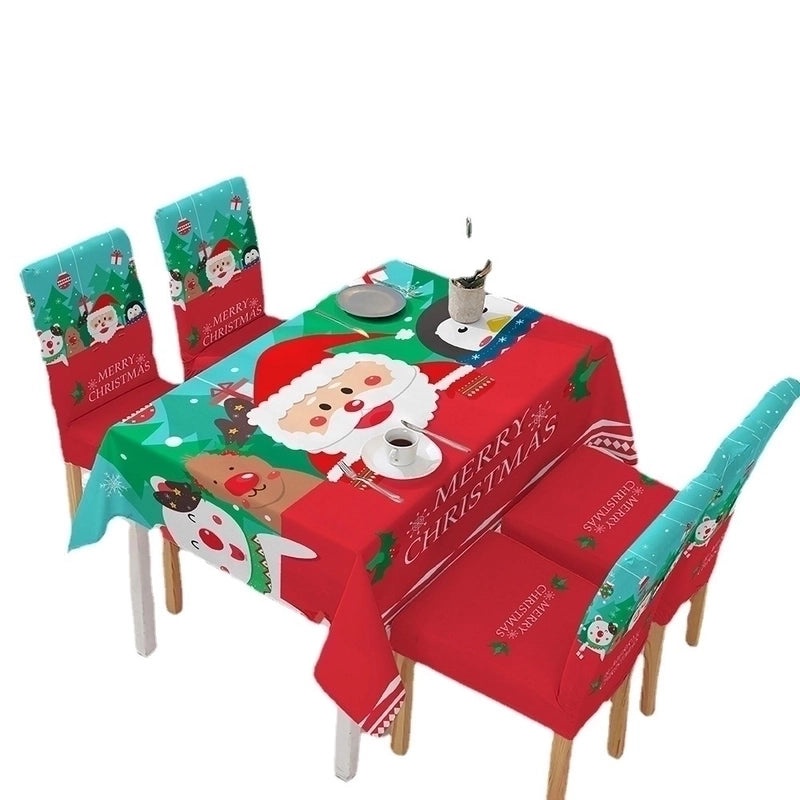 Festive Christmas Snowman Cartoon Blended Fabric Tablecloth and Chair Covers|Home Decor & Party Supplies
