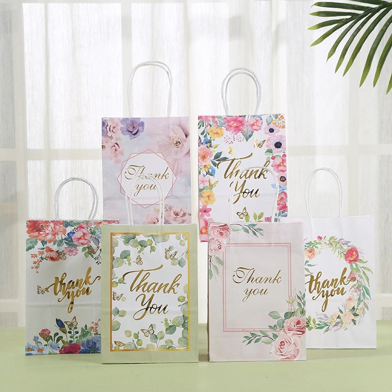 Thanksgiving Floral Paper Gift Bags Cute Holiday Favor Bags|Gift Bags & Wrapping