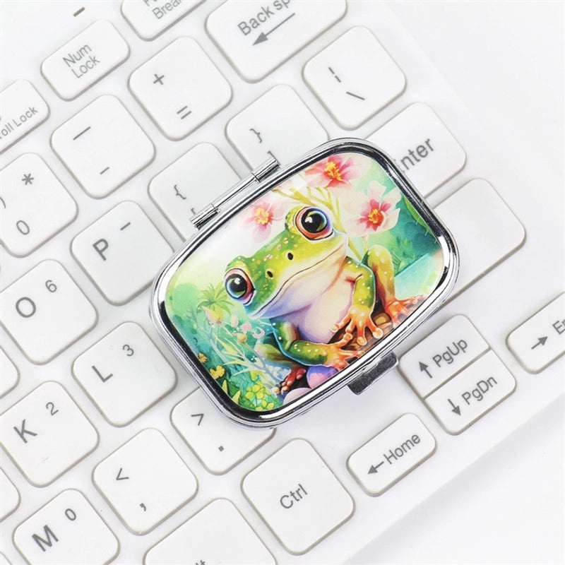 Portable Metal Two-Compartment Mini Storage Box for Jewelry and Medicine | Jewelry Storage Boxes