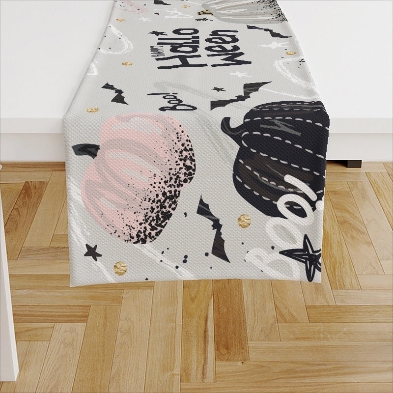 Ethnic Halloween Linen Tablecloth with Color Block Design for Vacation | Home Decor Table Linens