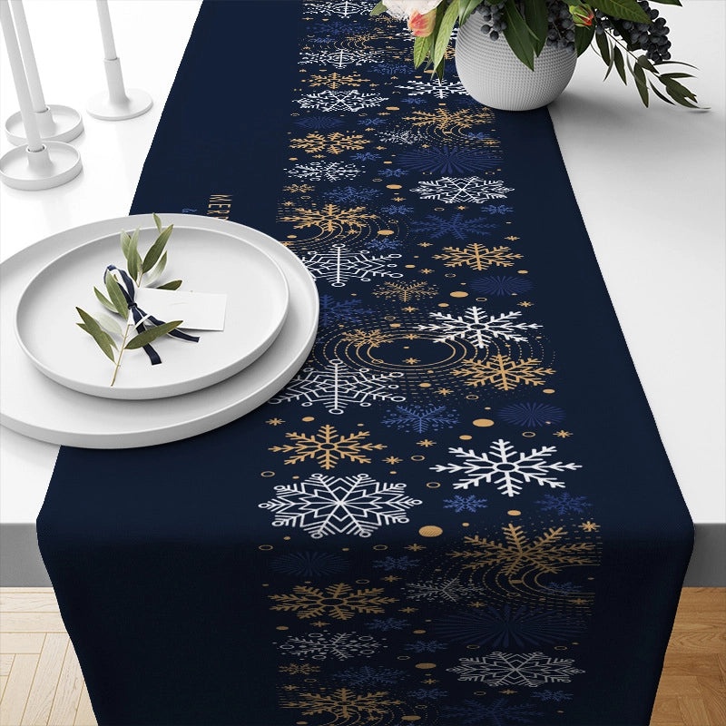 Festive Ethnic Color Block Linen Tablecloth for Christmas Vacation|Home Decor Table Linens