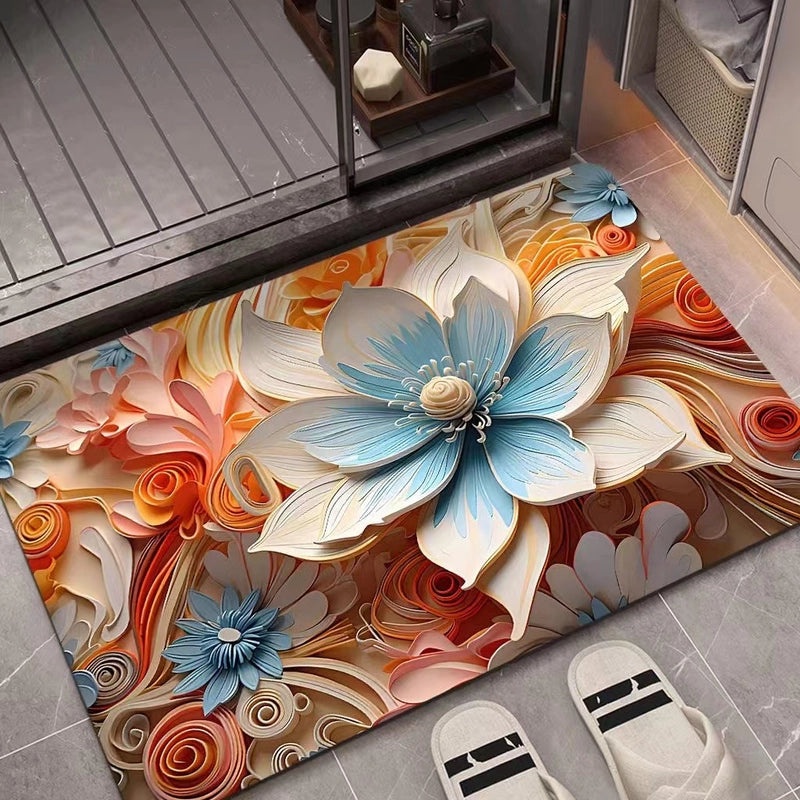 3D Oil Painting Diatom Mud Absorbent Quick-dry Non-slip Floor Mat for Bathroom Door|Bathroom Accessories