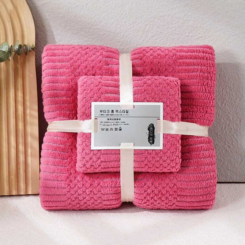 Coral Fleece Bath Towel Set for Mom Thick Absorbent Two-Piece Towel Gift|Home & Bath