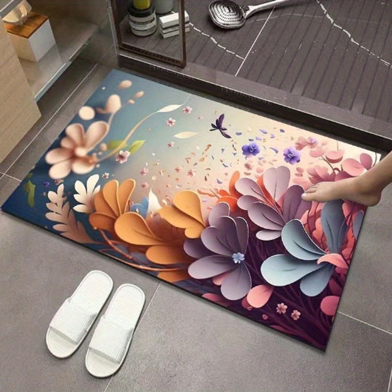 3D Oil Painting Diatom Mud Absorbent Quick-dry Non-slip Floor Mat for Bathroom Door|Bathroom Accessories