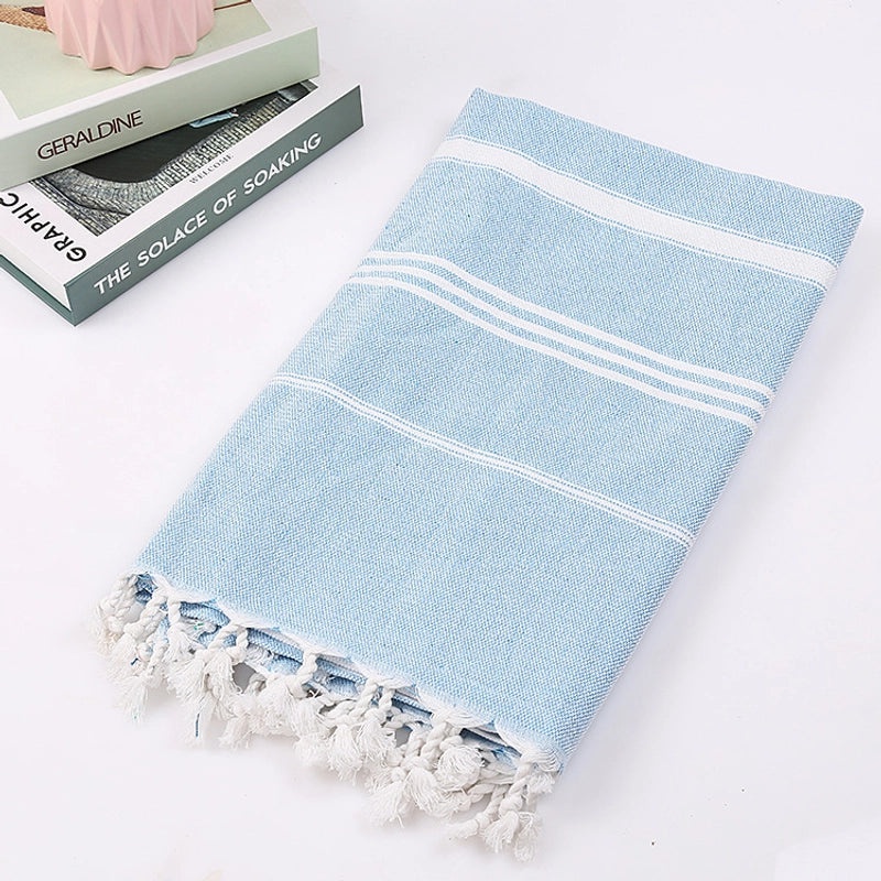 Personalized Cotton Turkish Non-stick Sand-resistant Beach Towel with Tassels | Beach Towels & Shawls