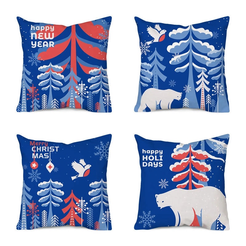 Christmas Tree and Santa Claus Polyester Pillow Covers|Home Decor Pillows