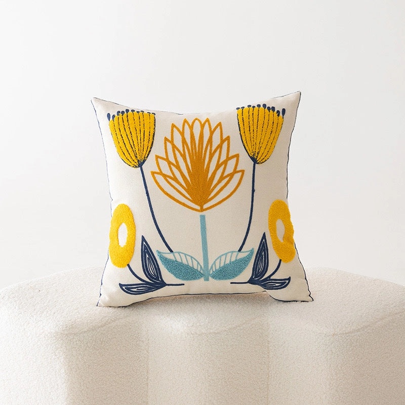 Elegant Minimalist Floral Cotton Pillow Covers for Couch and Sofa | Home Decor Bedding