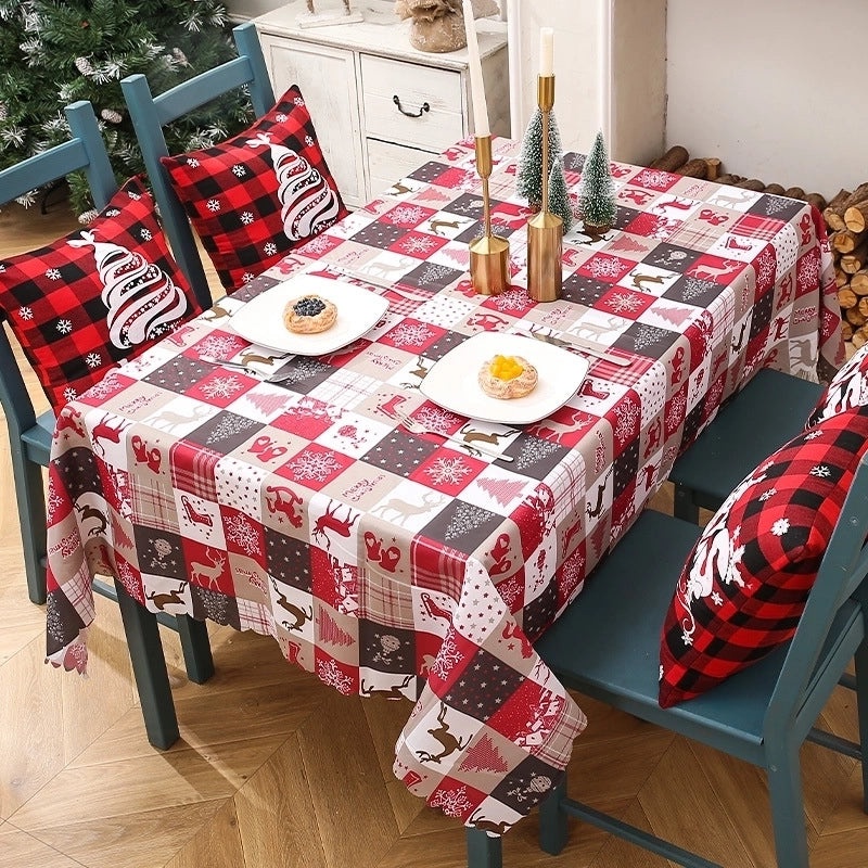 Festive Christmas Elk Tablecloth for Home and Party Decor|Holiday Table Linens