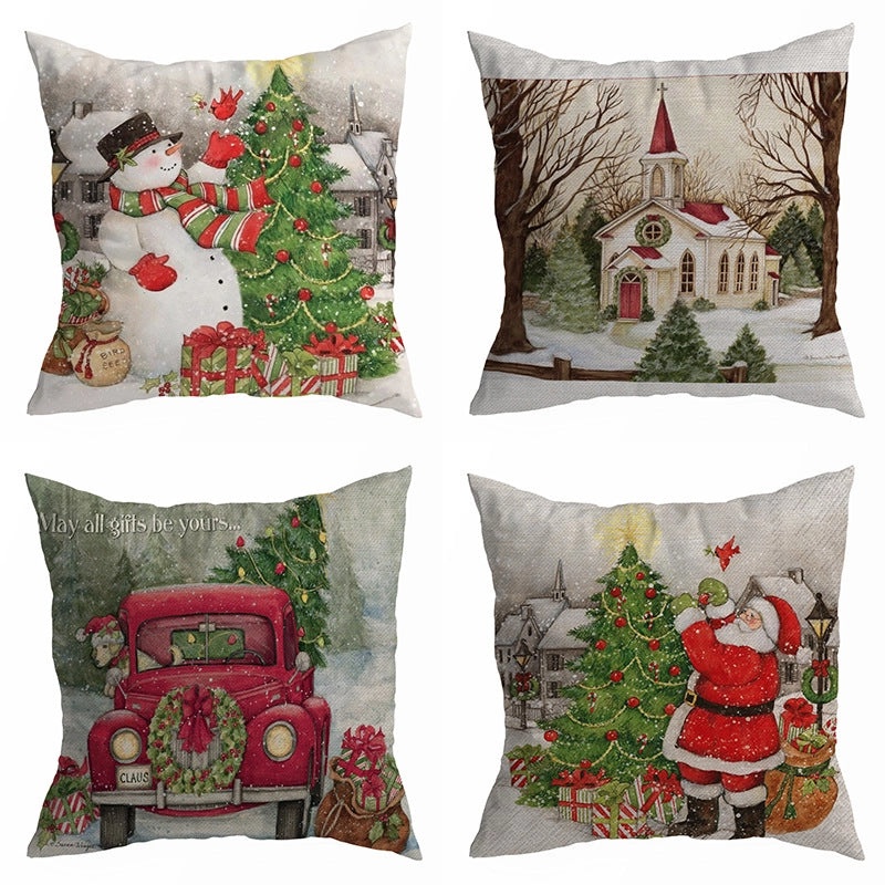 Festive Christmas Stripe Snowflake Pillow Covers | Home Decor & Living Room Accessories