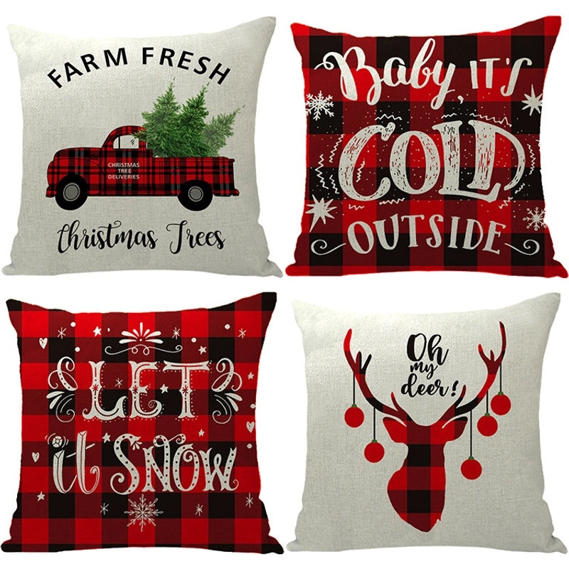 Winter Snowflake and Elk Linen Pillow Covers|Home Decor Pillows