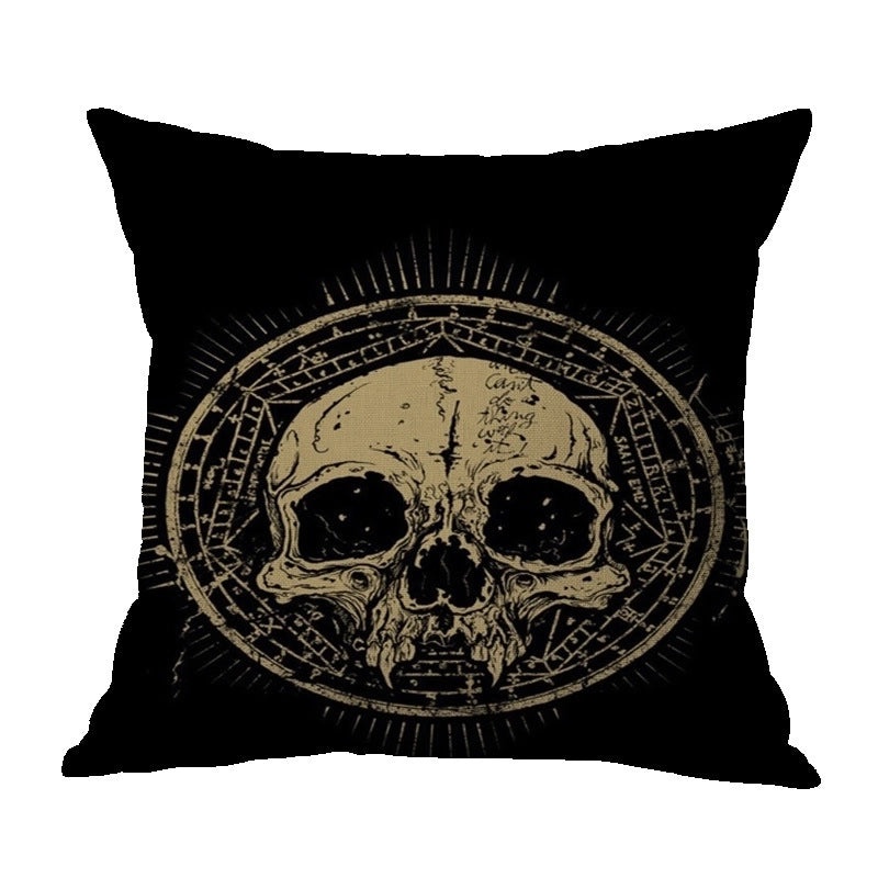 Halloween Punk Skull Linen Pillow Covers for Couch Sofa Decorative Throw Pillowcases|Home Decor & Pillows