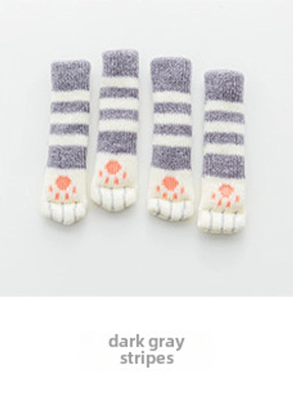 Knitted Cat Claw Table Leg Protectors Silent Chair Foot Covers Yellow White Color Matching|Furniture Accessories