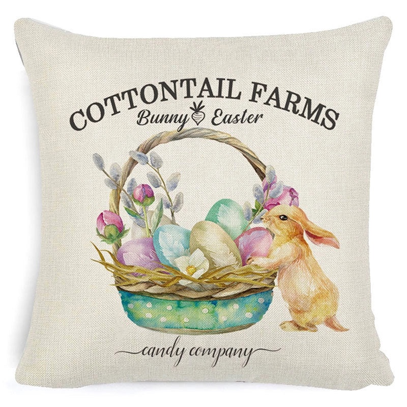 Easter Minimalist Rabbit Linen Throw Pillow Cover for Couch Sofa Decor|Home Decor & Pillows