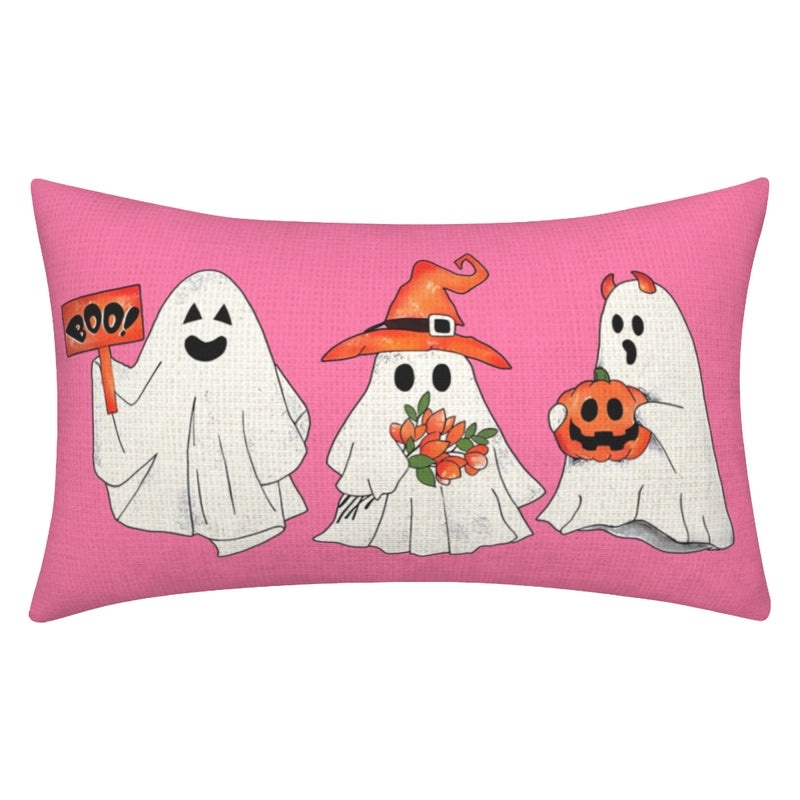 Halloween Ghost Letter Print Pillow Cover Cute Funny Polyester Case | Home Decor Pillow Covers