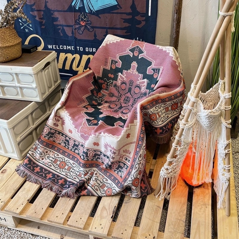 Casual Geometric Pattern Cotton-Nitrile Blend Decorative Carpet Blanket|Home Decor & Rugs