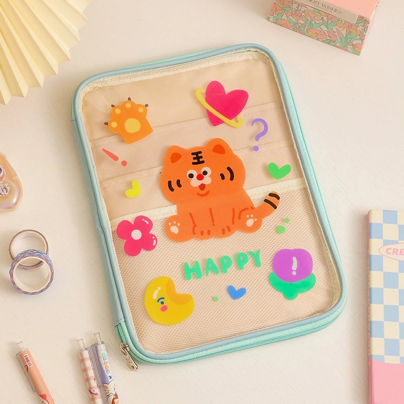 Girls Cute Summer Cartoon Clear PVC 11 Inch iPad Tablet Sleeve|Kids Tablet Accessories