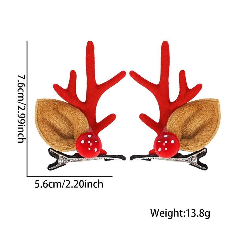 Festive Cartoon Reindeer Antler Hairpin Plastic Christmas Party Accessory|Holiday Party Accessories