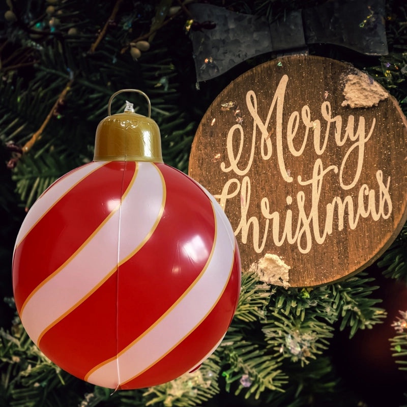 Festive Christmas Snowflake PVC Ball with Letter Stripes for Outdoor Decoration|Holiday Outdoor Decor