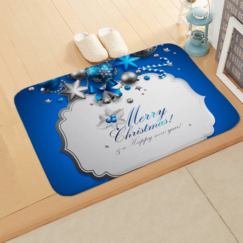 Festive Christmas Tree and Snowflake Flannel Floor Mat | Home Decor & Seasonal Rugs