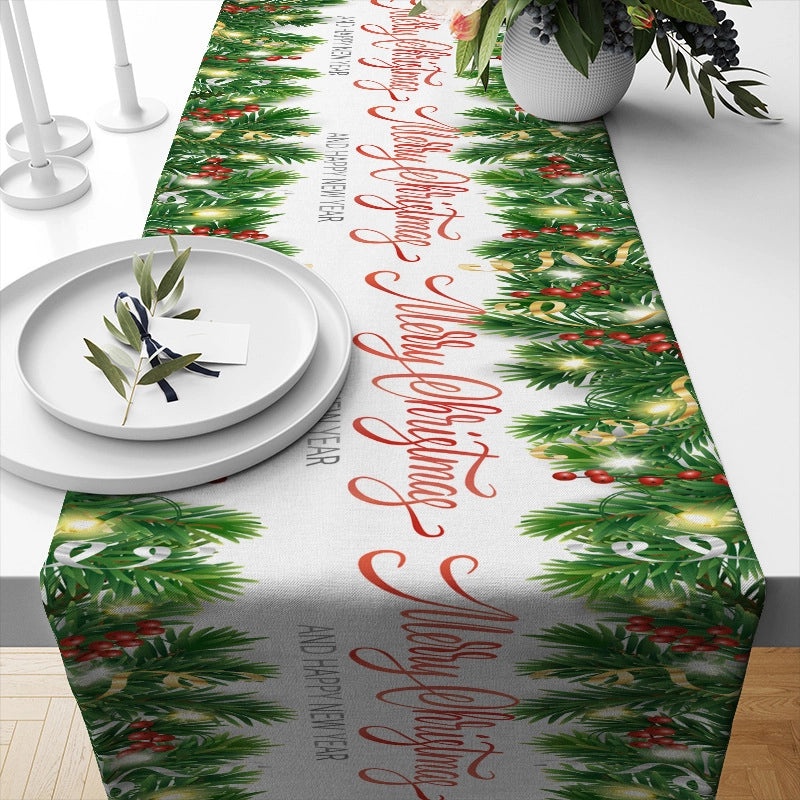 Festive Ethnic Color Block Linen Tablecloth for Christmas Vacation|Home Decor Table Linens