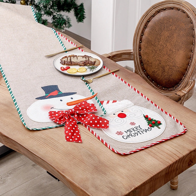 Festive Snowman Linen Insulated Placemat for Christmas Dinner|Dining Table Accessories