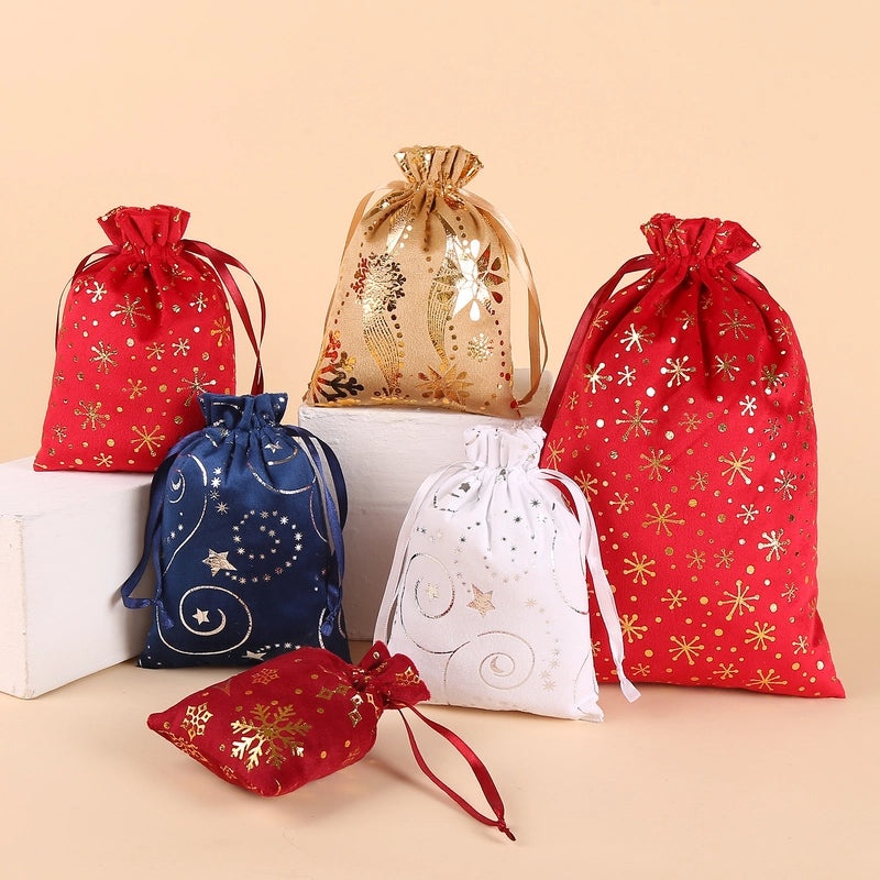 Christmas Minimalist Snowflake Tree Flocking Gift Bags Holiday Wrapping Supplies|Holiday Gift Wrapping