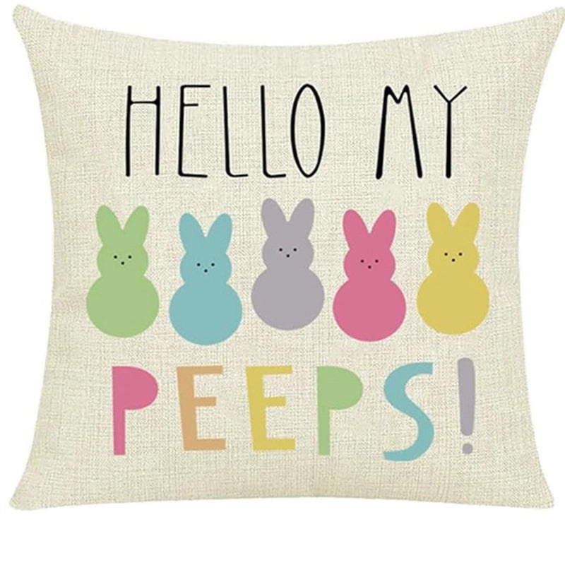 Cute Easter Rabbit Linen Pillow Covers for Couch Sofa Decor | Home Decor Bedding & Pillows