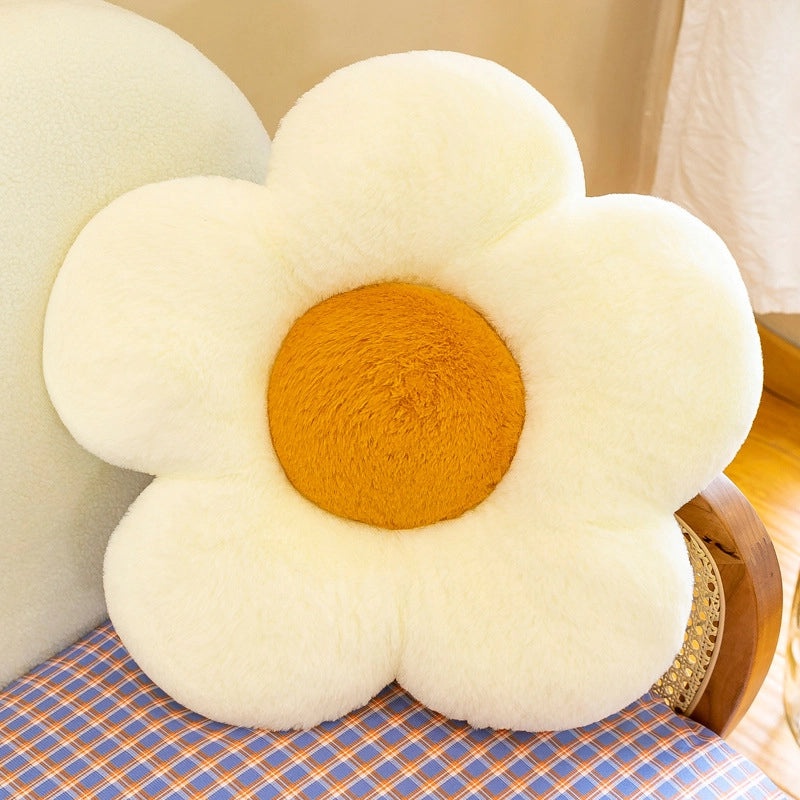 Fluffy Rabbit Hair Flower Cushion for Office, Sofa, Student Chair | Home Decor Cushions