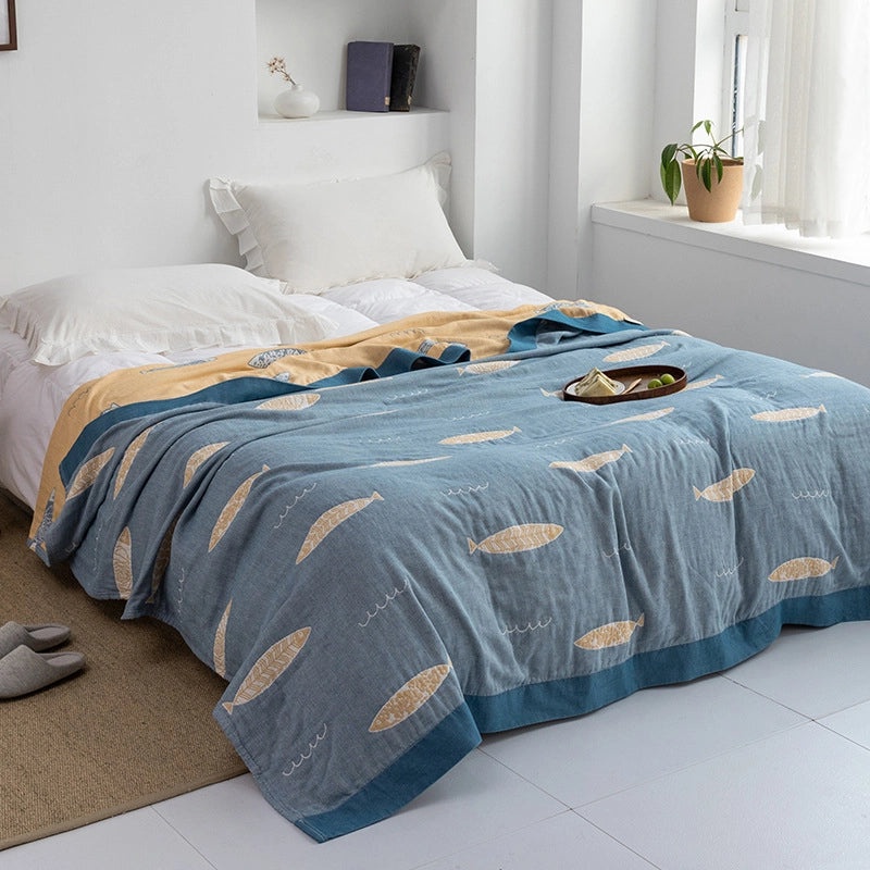 Japanese Pure Cotton Five-Layer Gauze Towel Blanket Quilt for Office Nap Four Seasons Use|Home Textiles Bedding